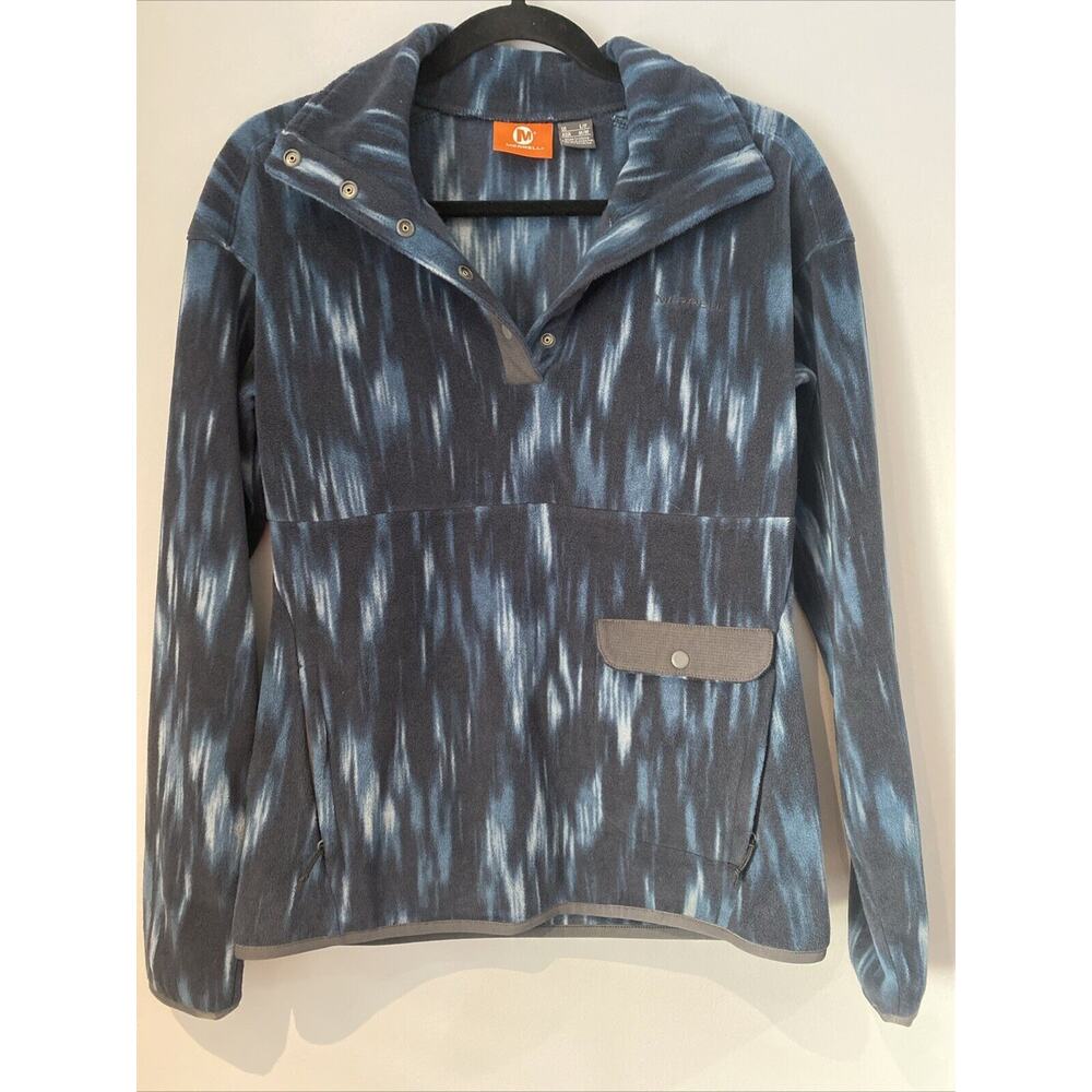 Merrell Emery Fleece Pullover Sweatshirt Women’s Size Small Blue Button EUC!